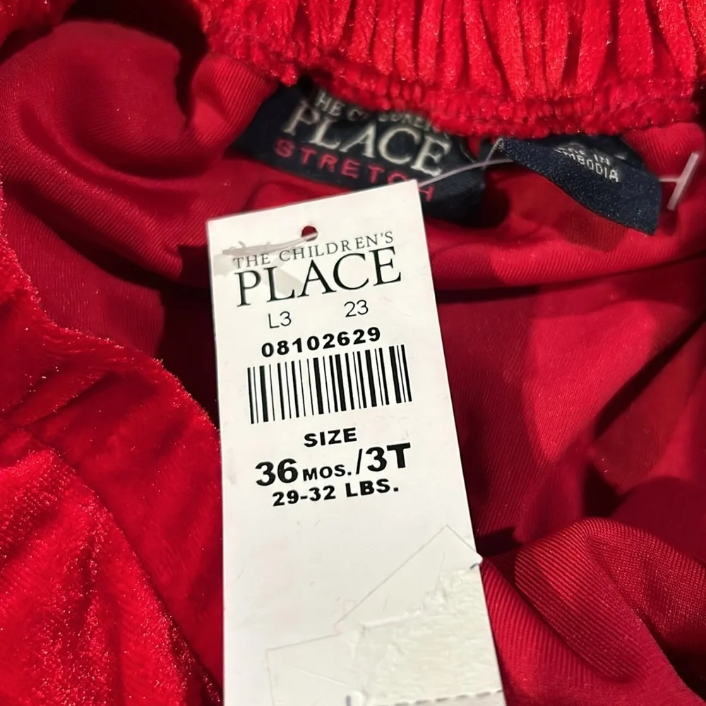 NWT The Children’s Place Red velvet and satin checkered tiered skirt 3T